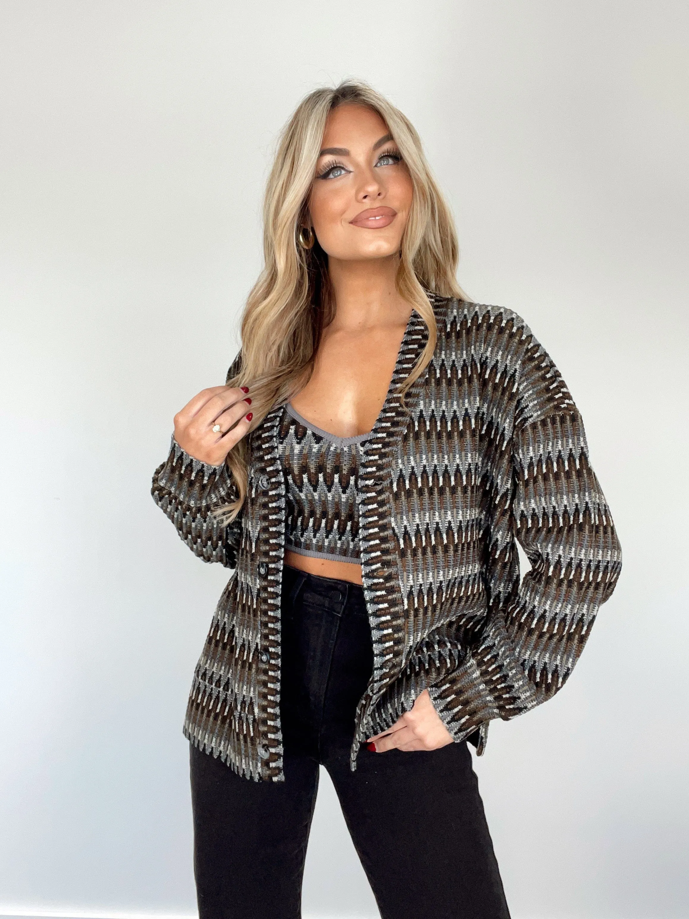 Sure, the optimized title for this e-commerce product could be: Stylish Estelle Knit Cardigan.