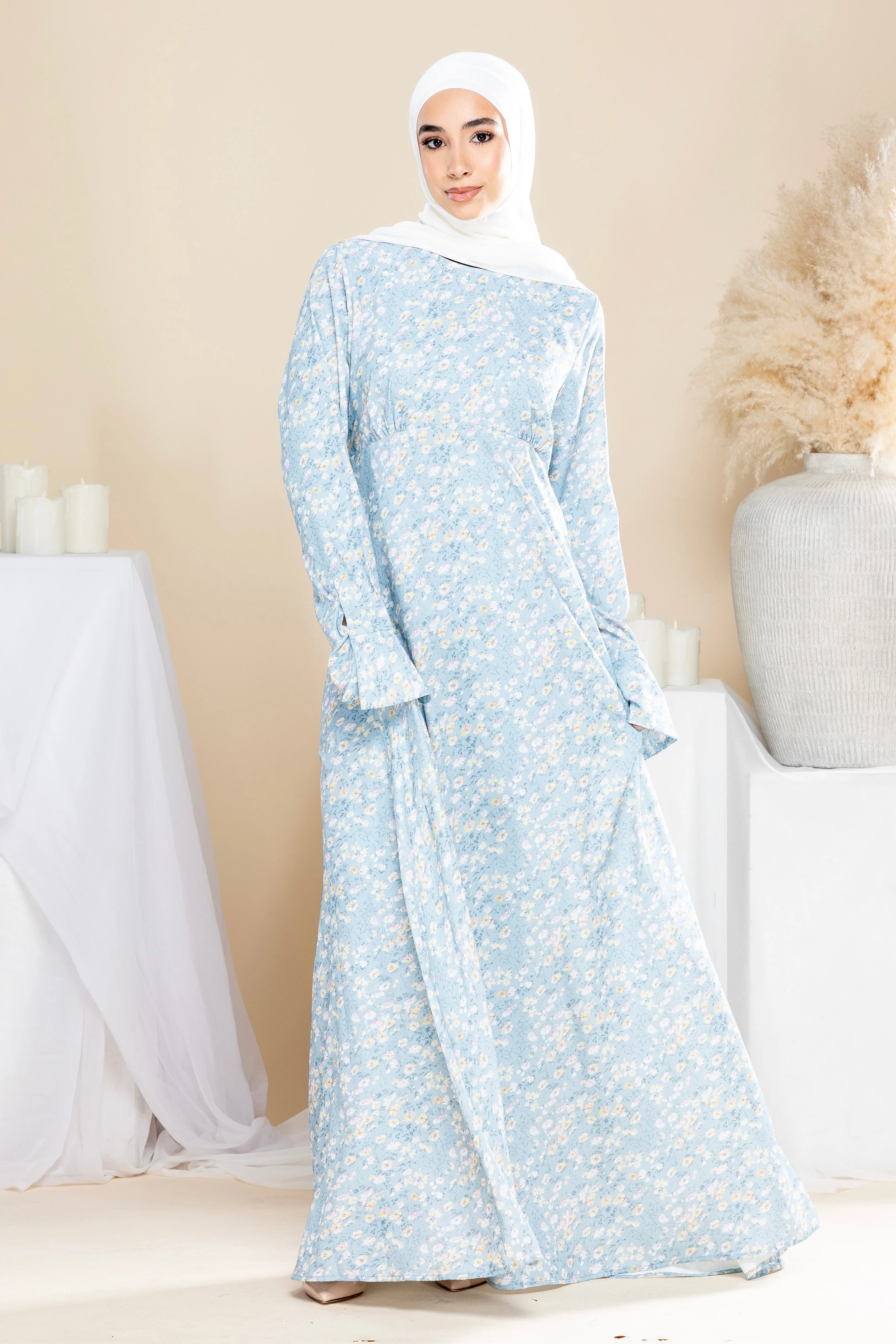 Eva Floral Maxi Dress - Steel Blue