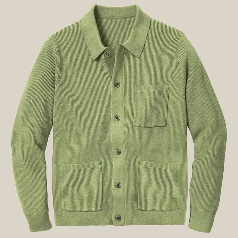 Evergreen Lapel Knit Cardigan