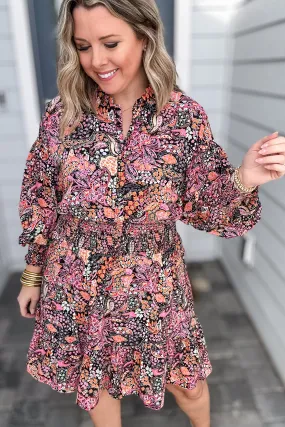 Floral Smocked Waist Ruffle Dress