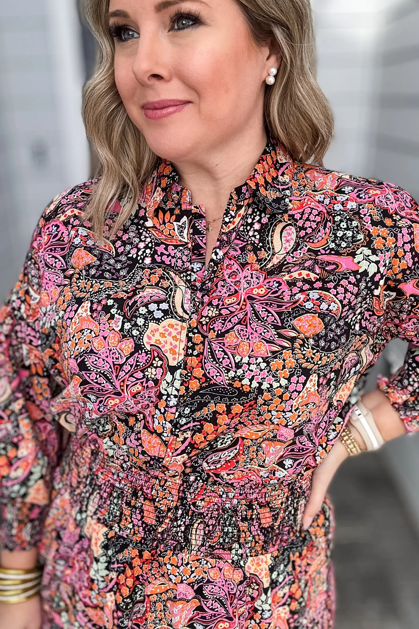 Floral Smocked Waist Ruffle Dress