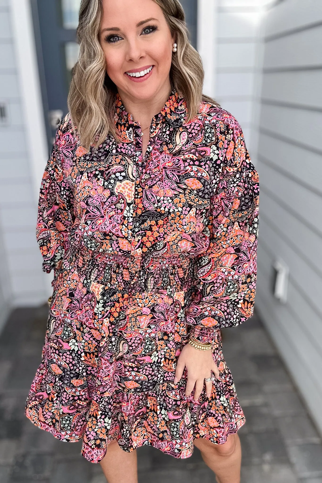 Floral Smocked Waist Ruffle Dress
