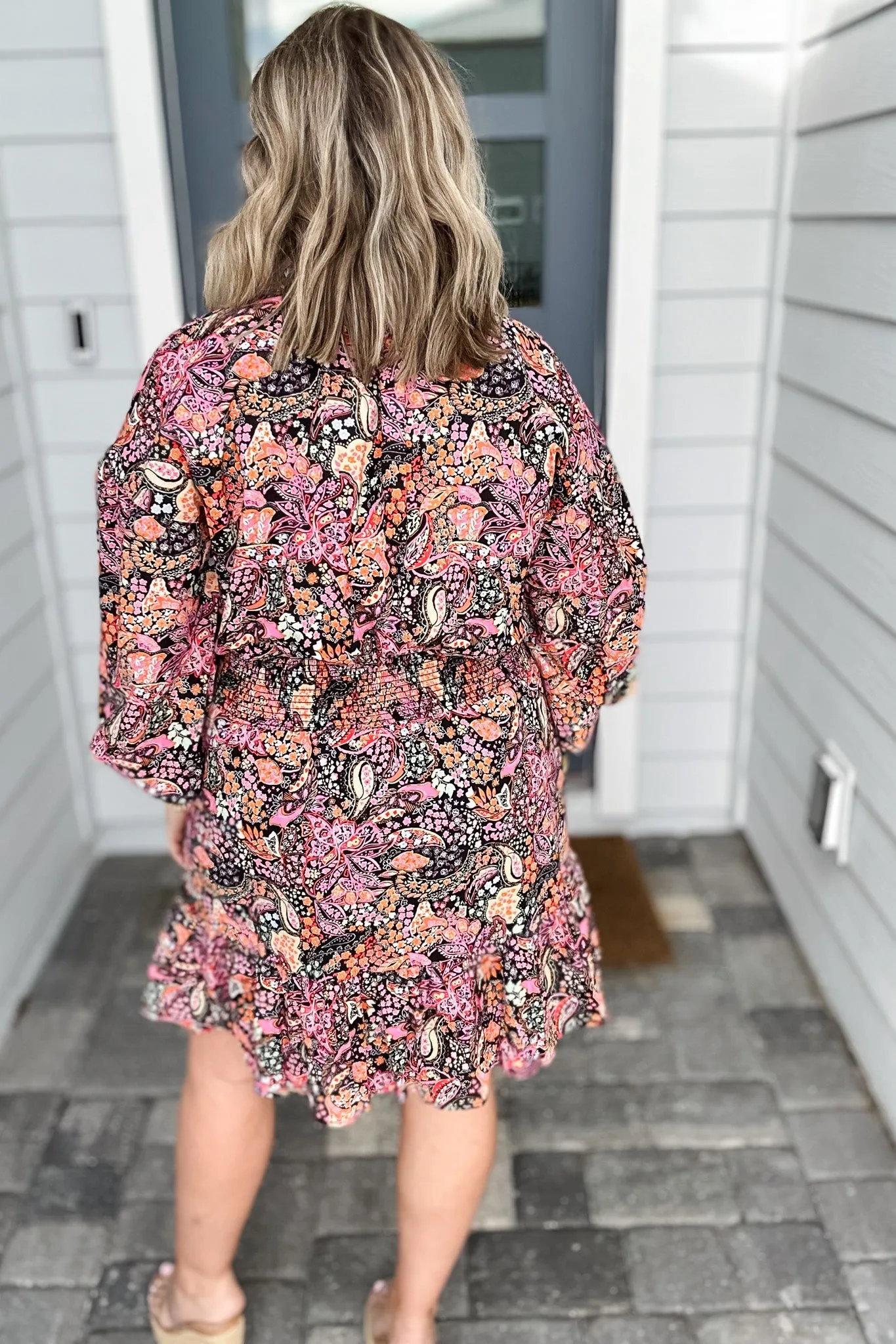Floral Smocked Waist Ruffle Dress