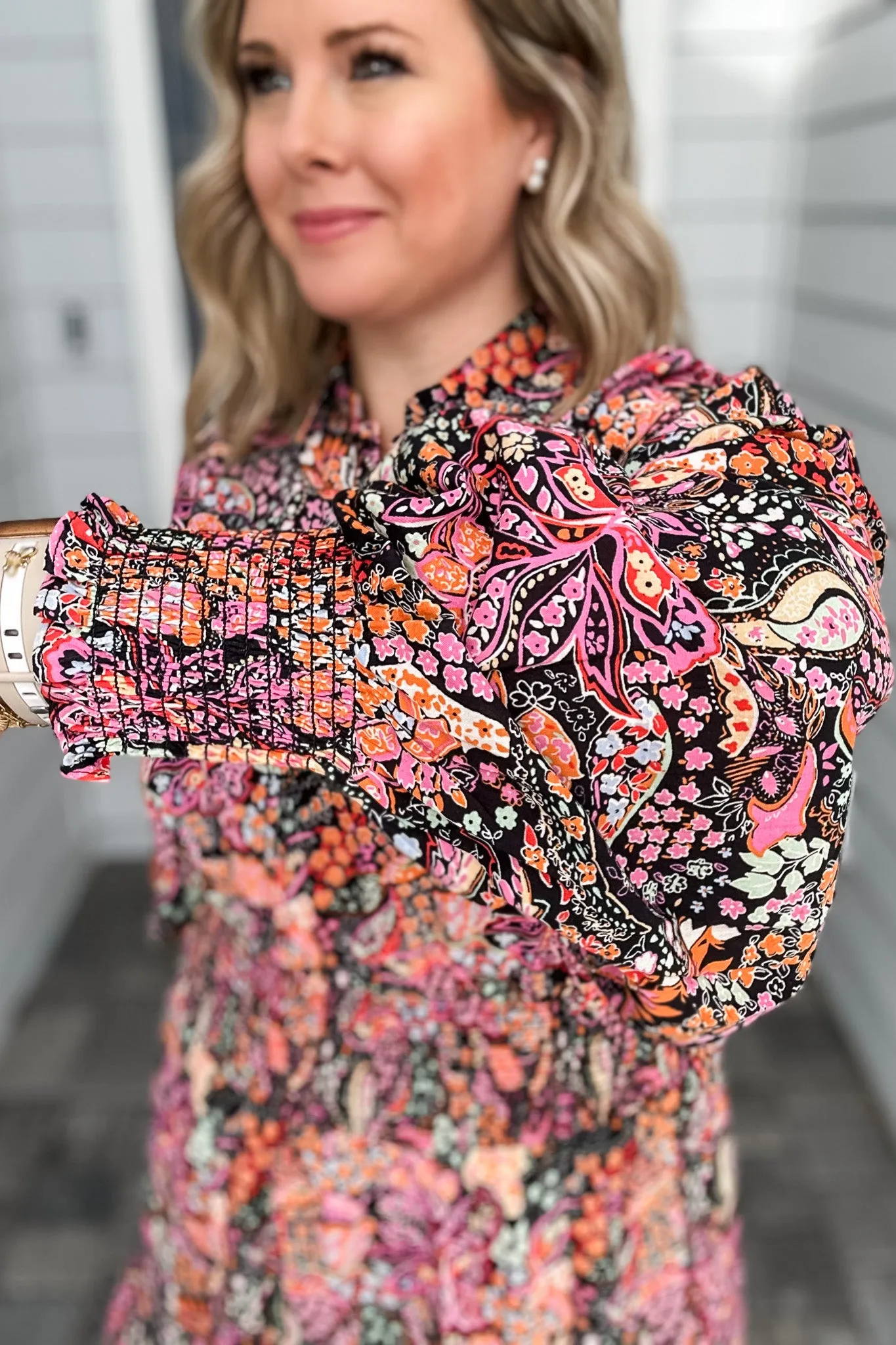 Floral Smocked Waist Ruffle Dress