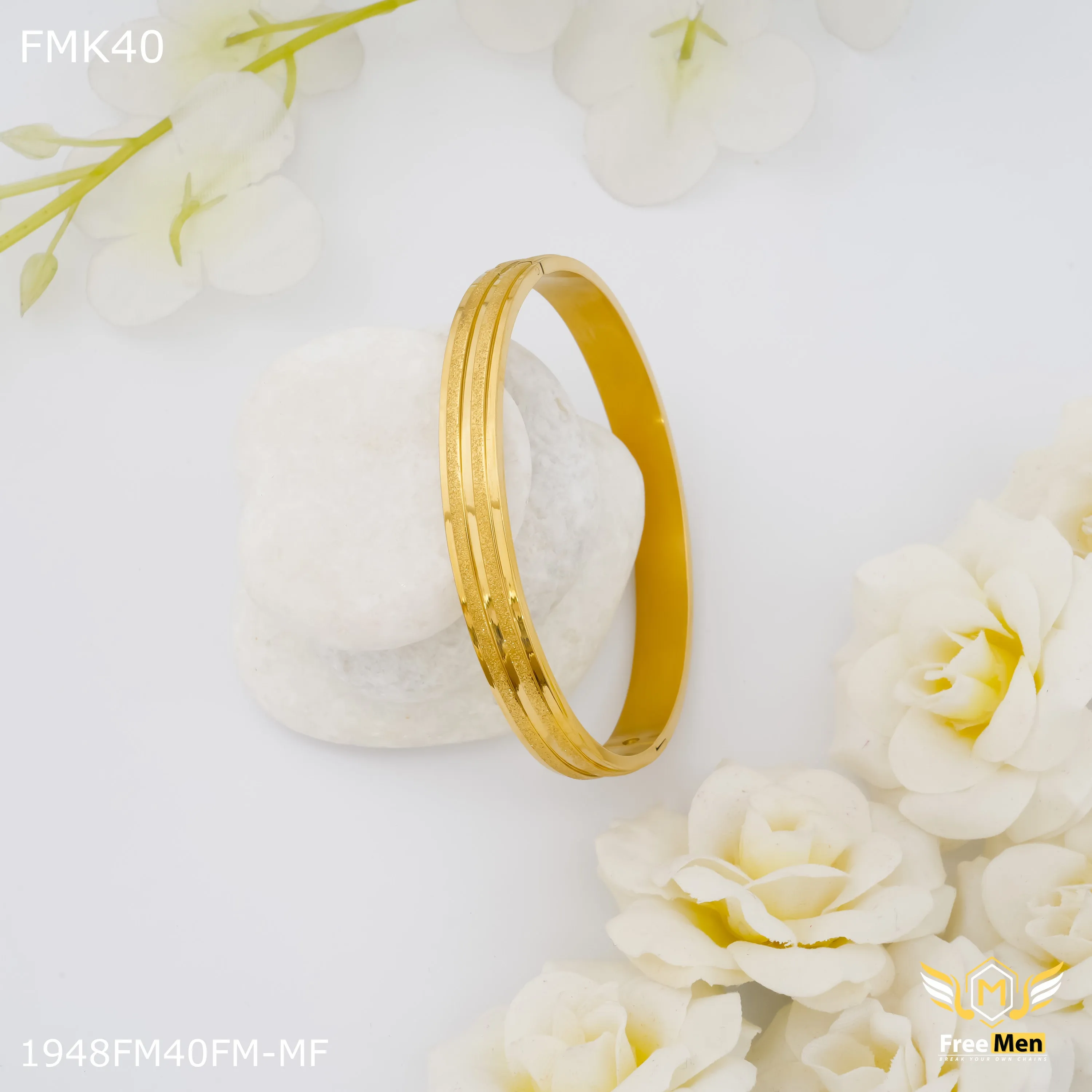 FreeMen golden shining kada for Men FMK40