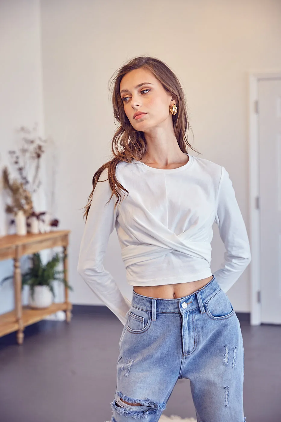 Front Cross Back Tie Top