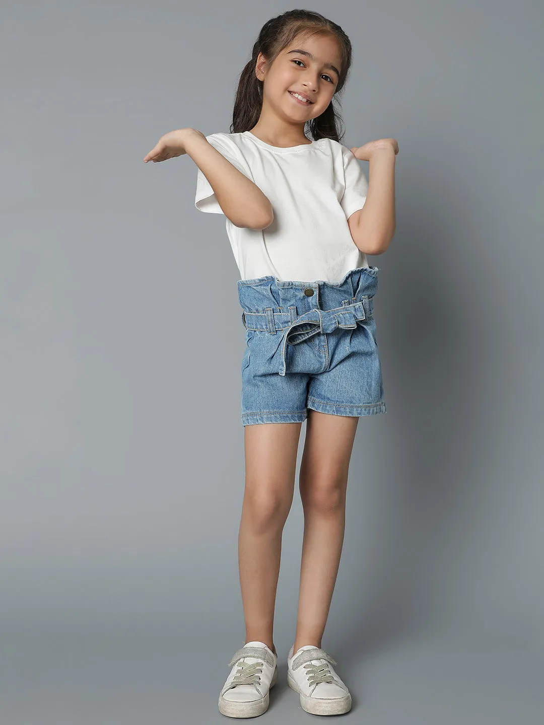 Girls Light Blue Denim Shorts