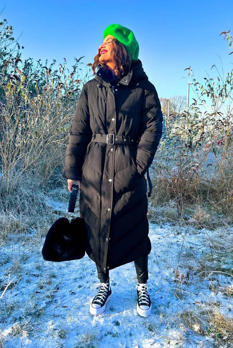 Good As Cold - Black Silver Detail Long Puffer Coat