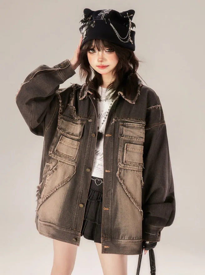 Gradient Street Black Denim Retro Jacket