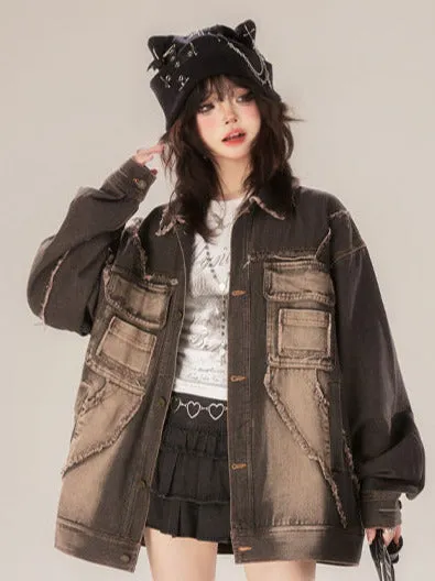 Gradient Street Black Denim Retro Jacket