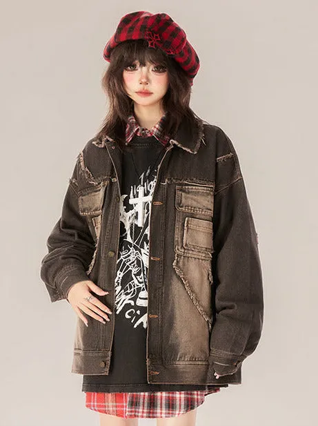 Gradient Street Black Denim Retro Jacket