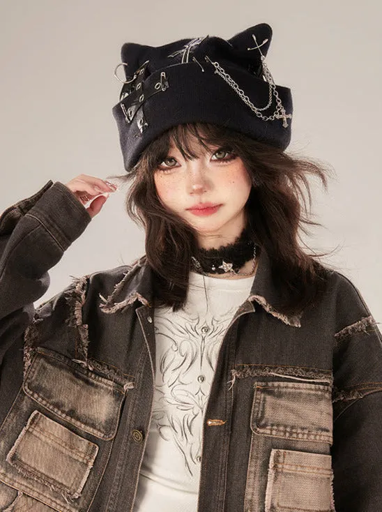 Gradient Street Black Denim Retro Jacket