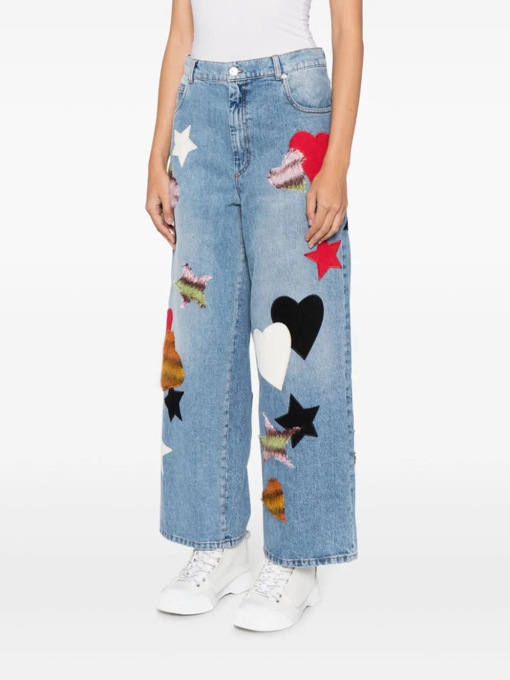 HEART-PATCH STRAIGHT-LEG TROUSERS