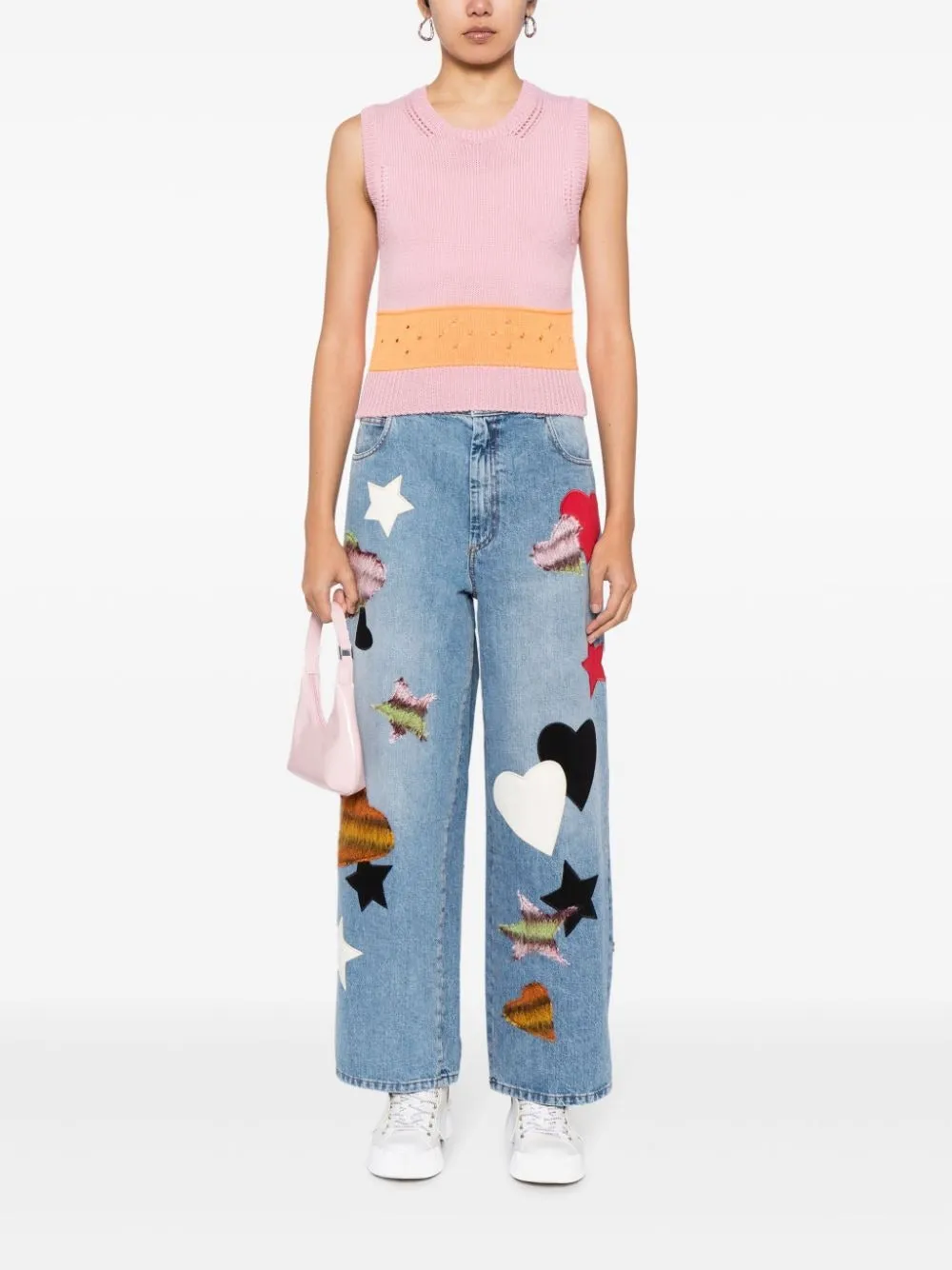 HEART-PATCH STRAIGHT-LEG TROUSERS