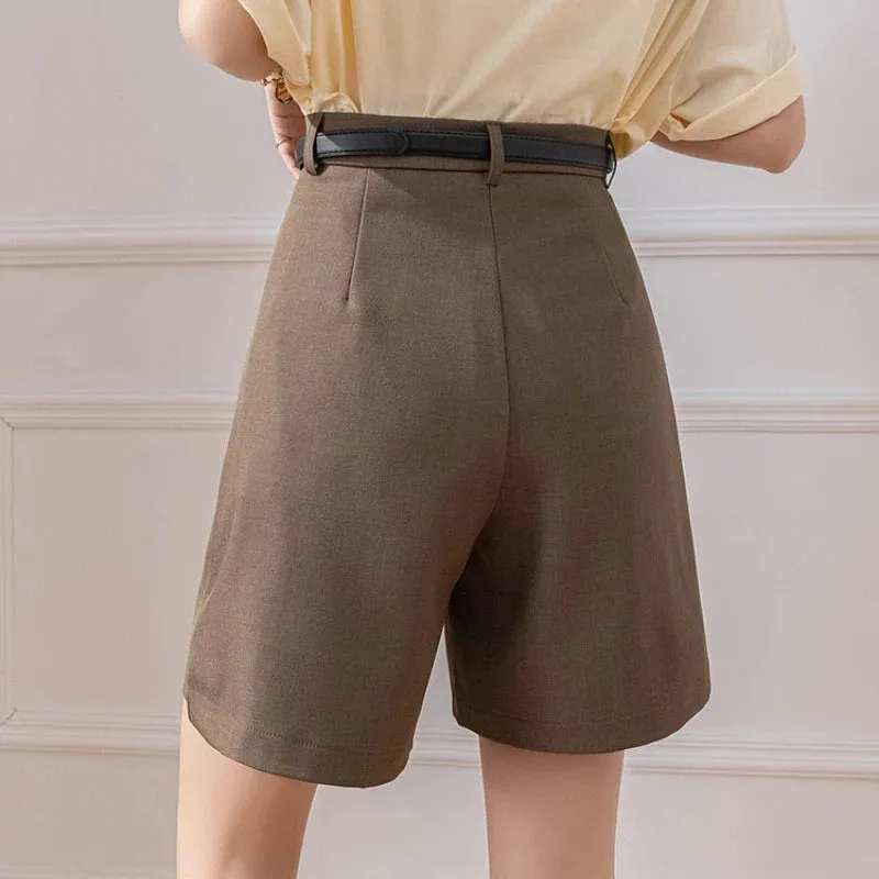 High Waist Straight Suit Short - Spring/Summer Casual