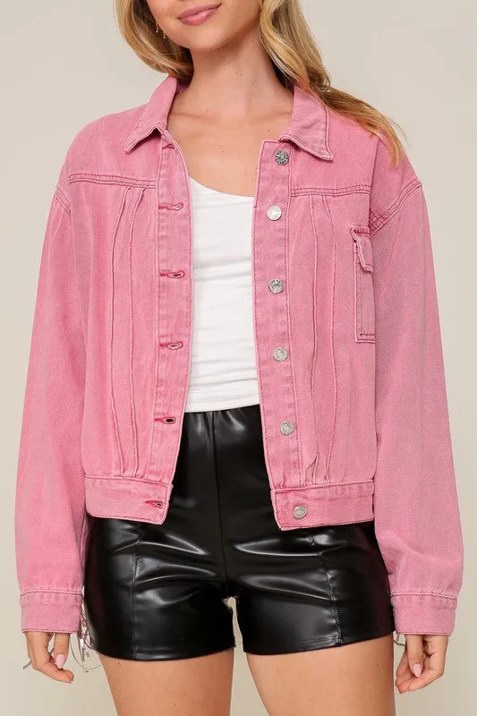 Hot Pink Long Sleeve Sequin Fringe Jacket