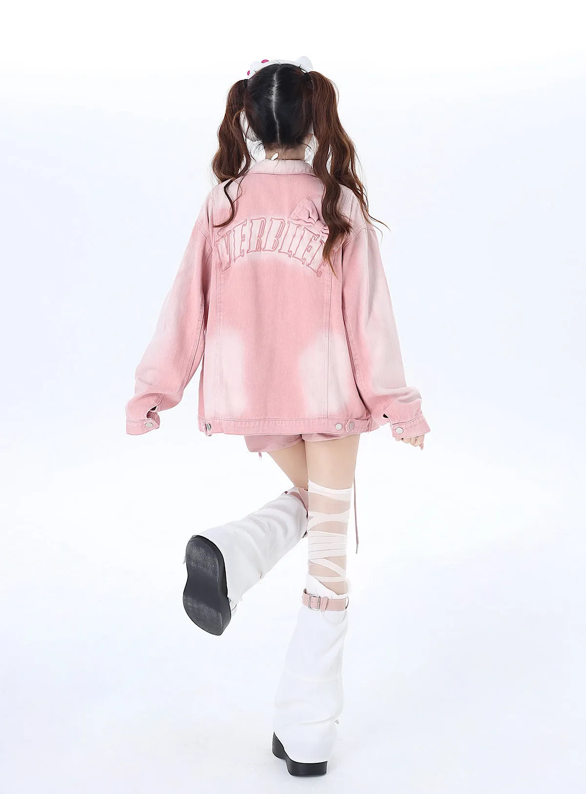 Jacket Osh Pink Denim Sweet Ribbon