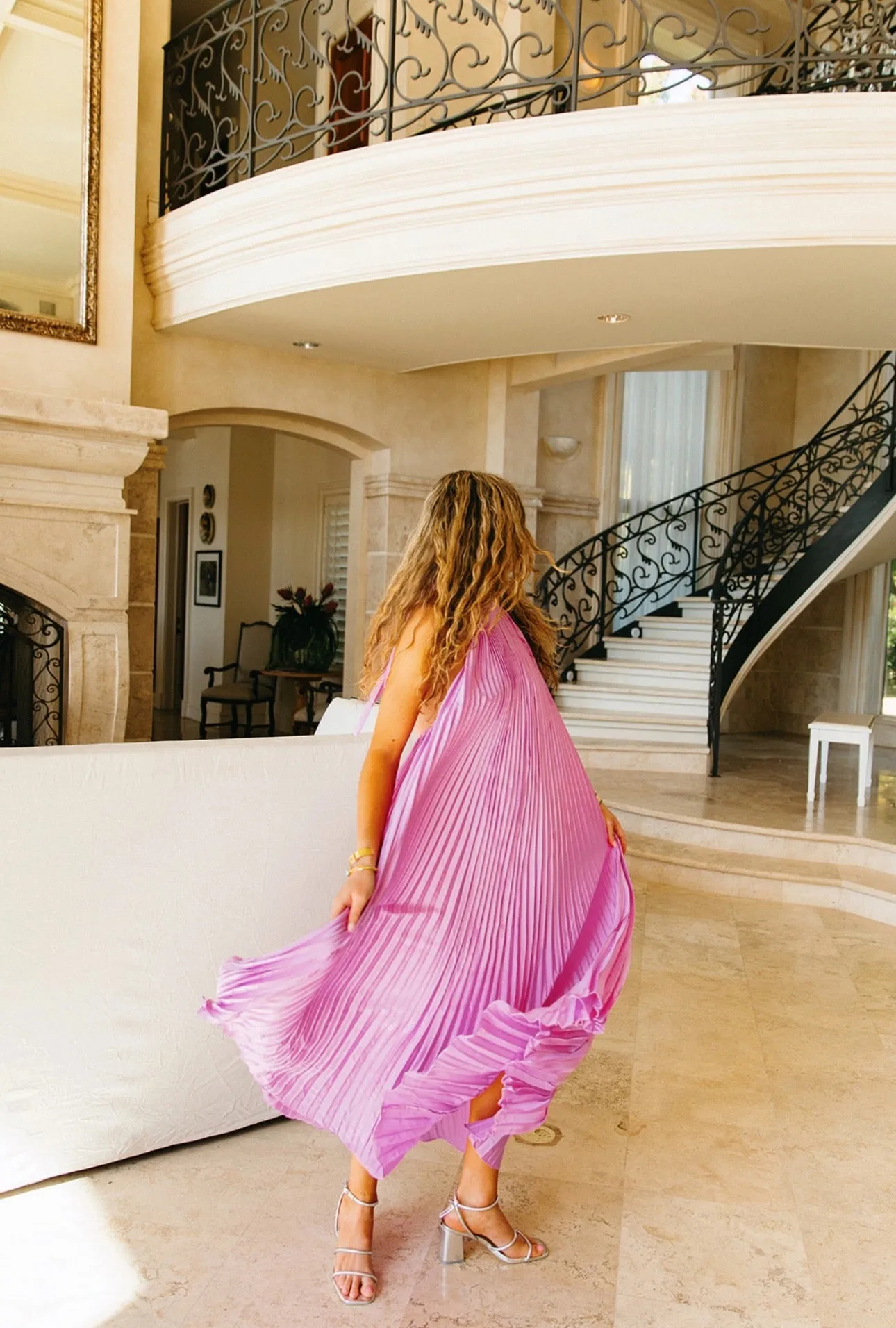 Kendra Pleated Midi Dress - Lavender