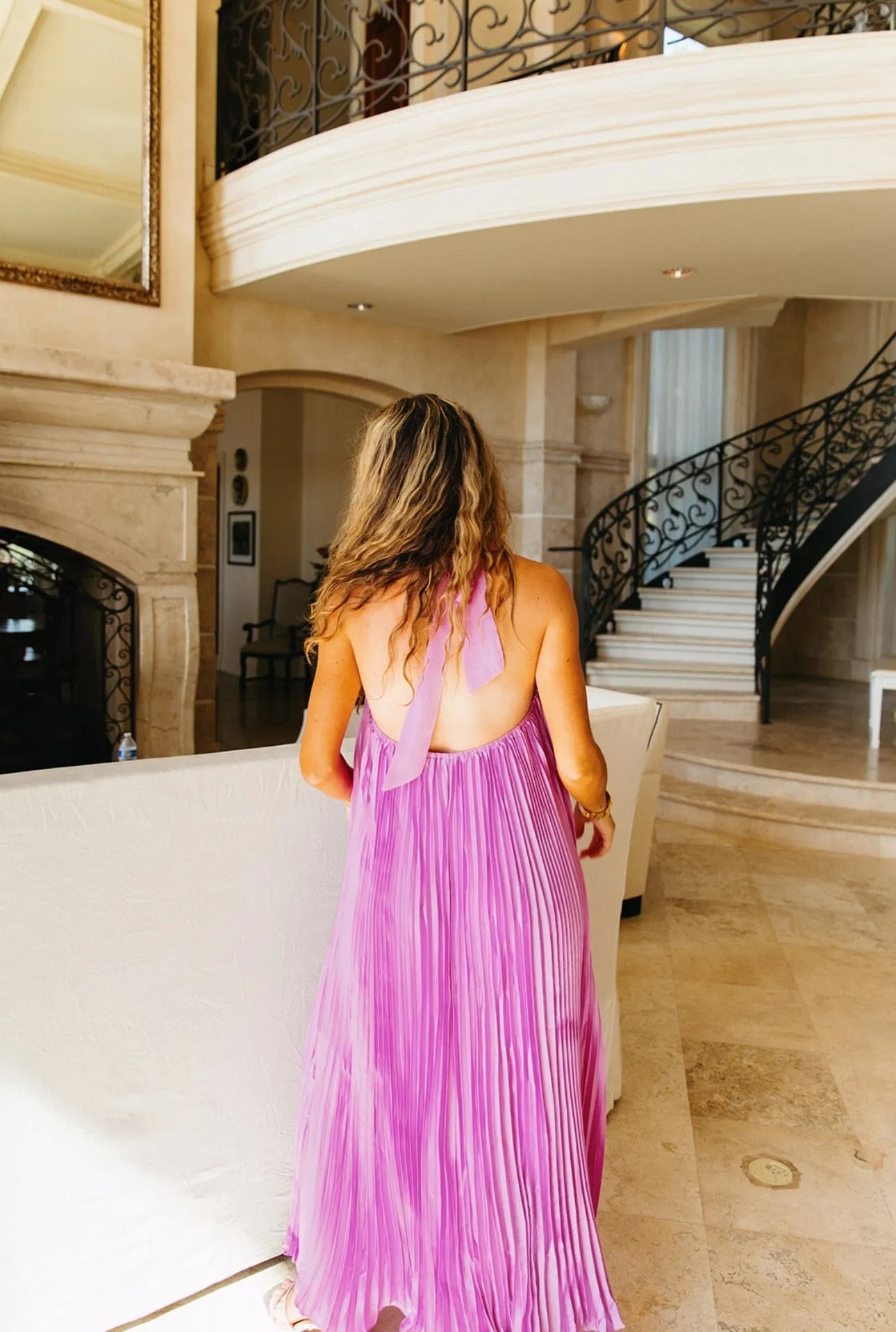 Kendra Pleated Midi Dress - Lavender