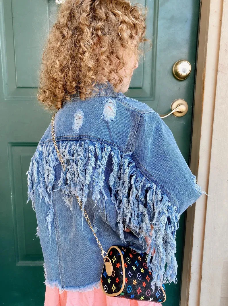 Kids Fringed Denim Jacket