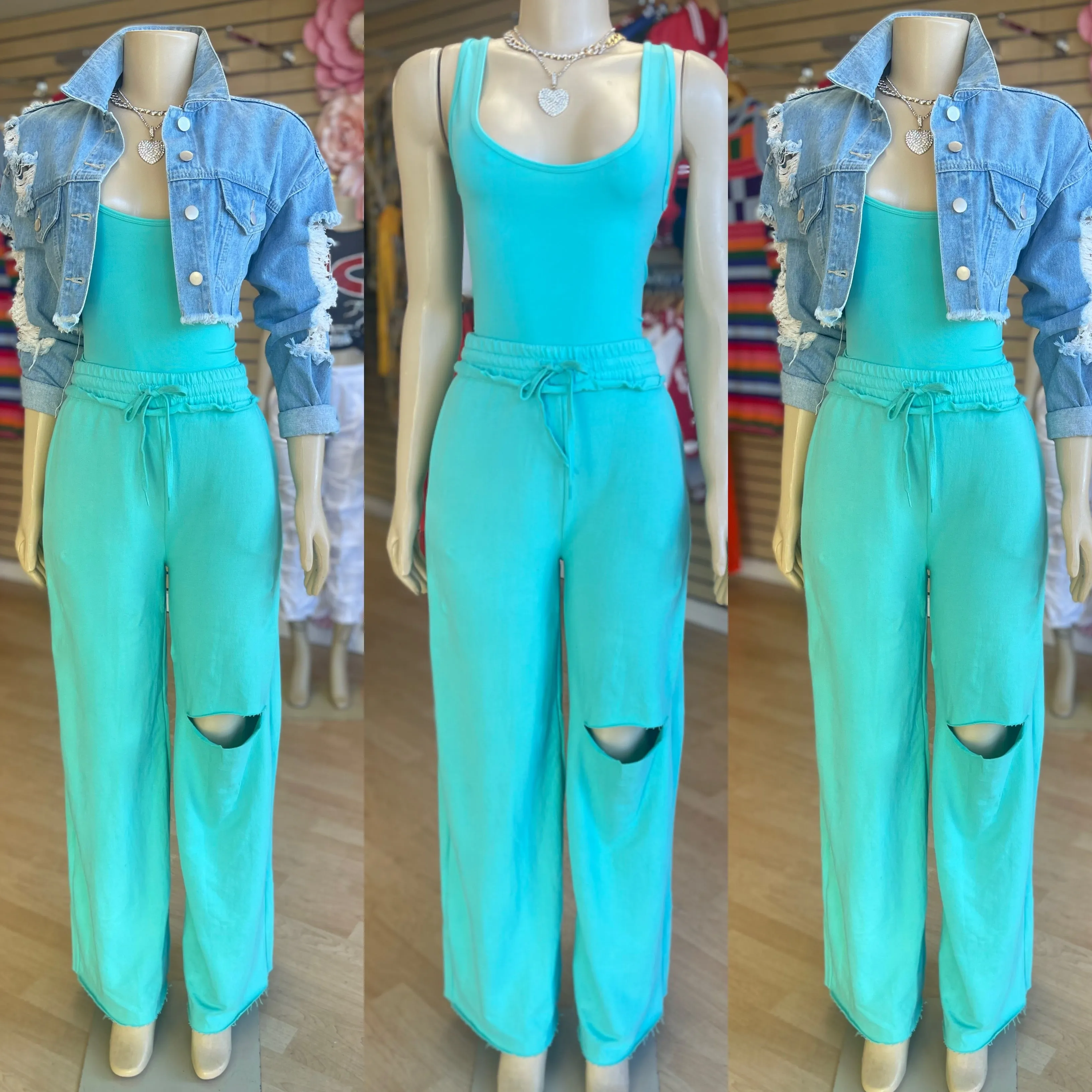 Knee Action Comfy Set With Tank ( Mint)