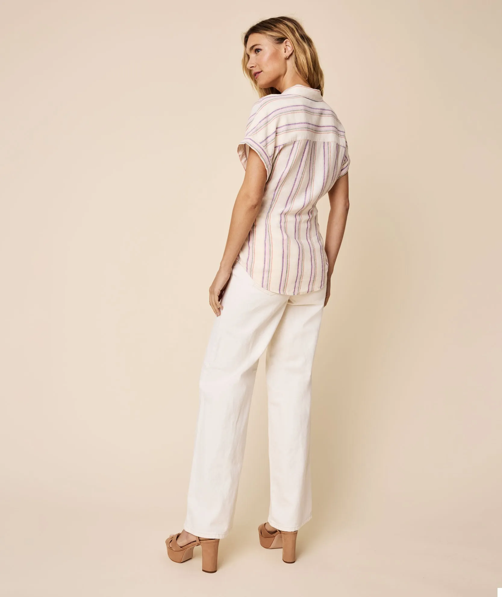 Issa Linen Blend Shirt with Tie-Front Detail