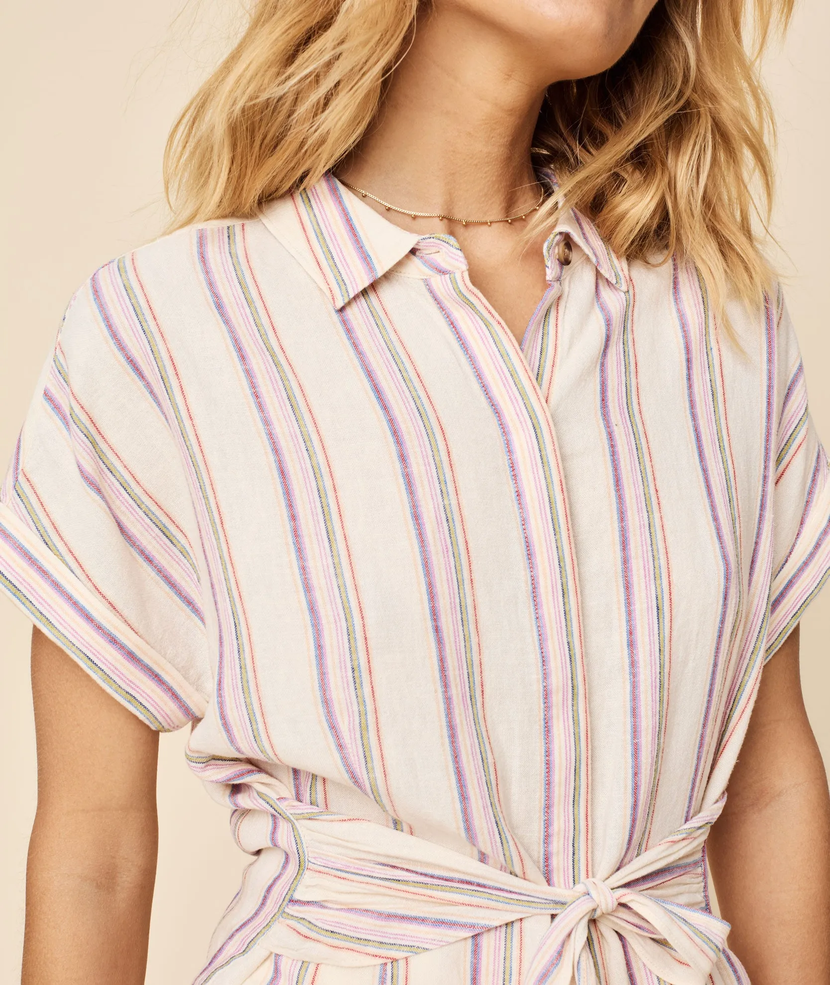 Issa Linen Blend Shirt with Tie-Front Detail