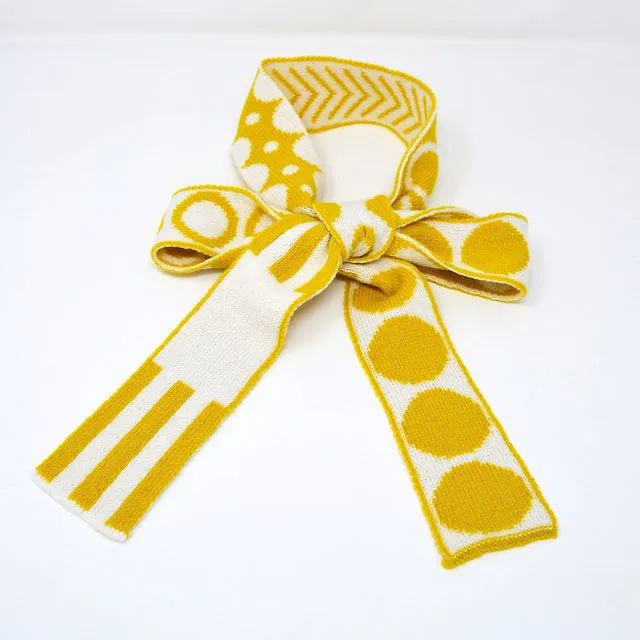 Mixed Shapes Lambswool Skinny Scarf in Yellow