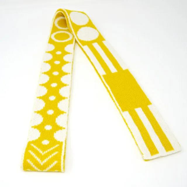 Mixed Shapes Lambswool Skinny Scarf in Yellow