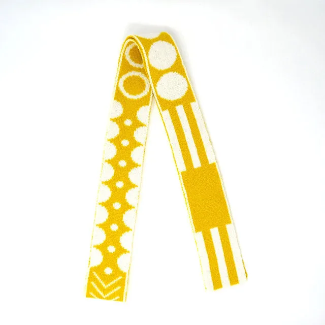 Mixed Shapes Lambswool Skinny Scarf in Yellow
