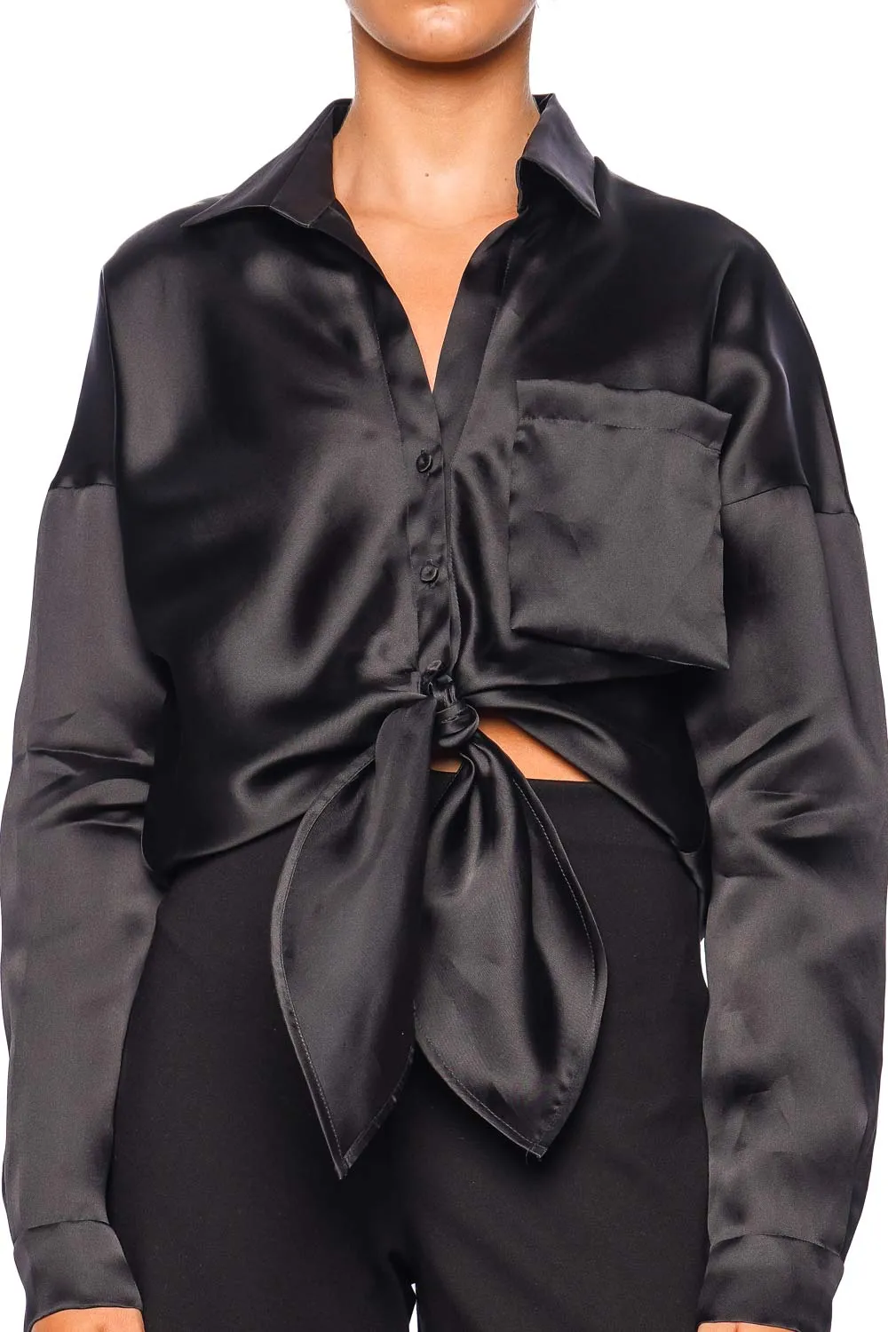 No Olvidas Tie Front Silk Organza Blouse