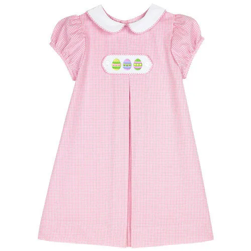Pink Seersucker Checks Pleated Tab Dress