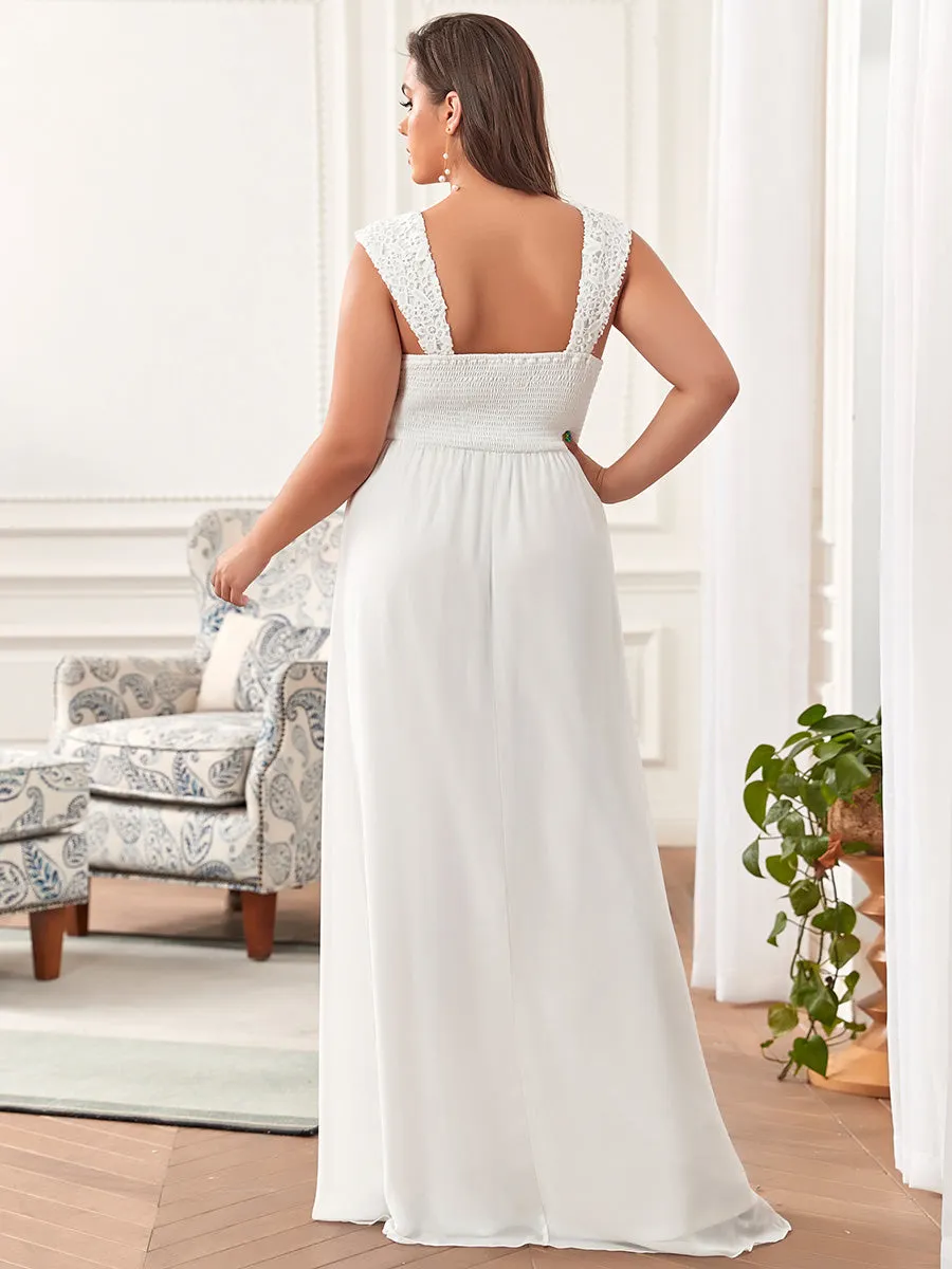Plus Size A Line Chiffon Wholesale Bridesmaid Dress With Lace Bodice