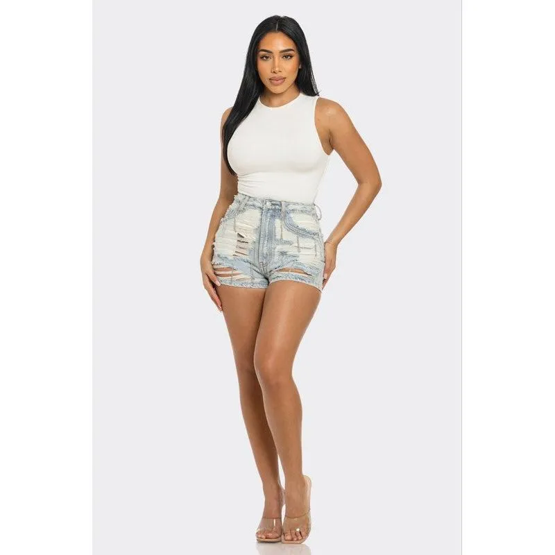 Rebel Spirit Distressed Denim Shorts