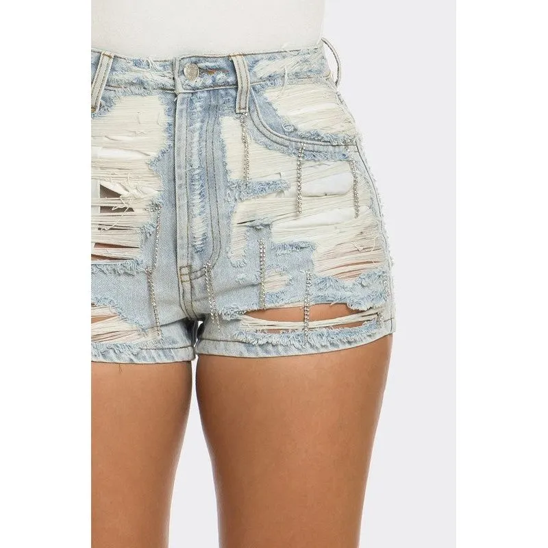 Rebel Spirit Distressed Denim Shorts