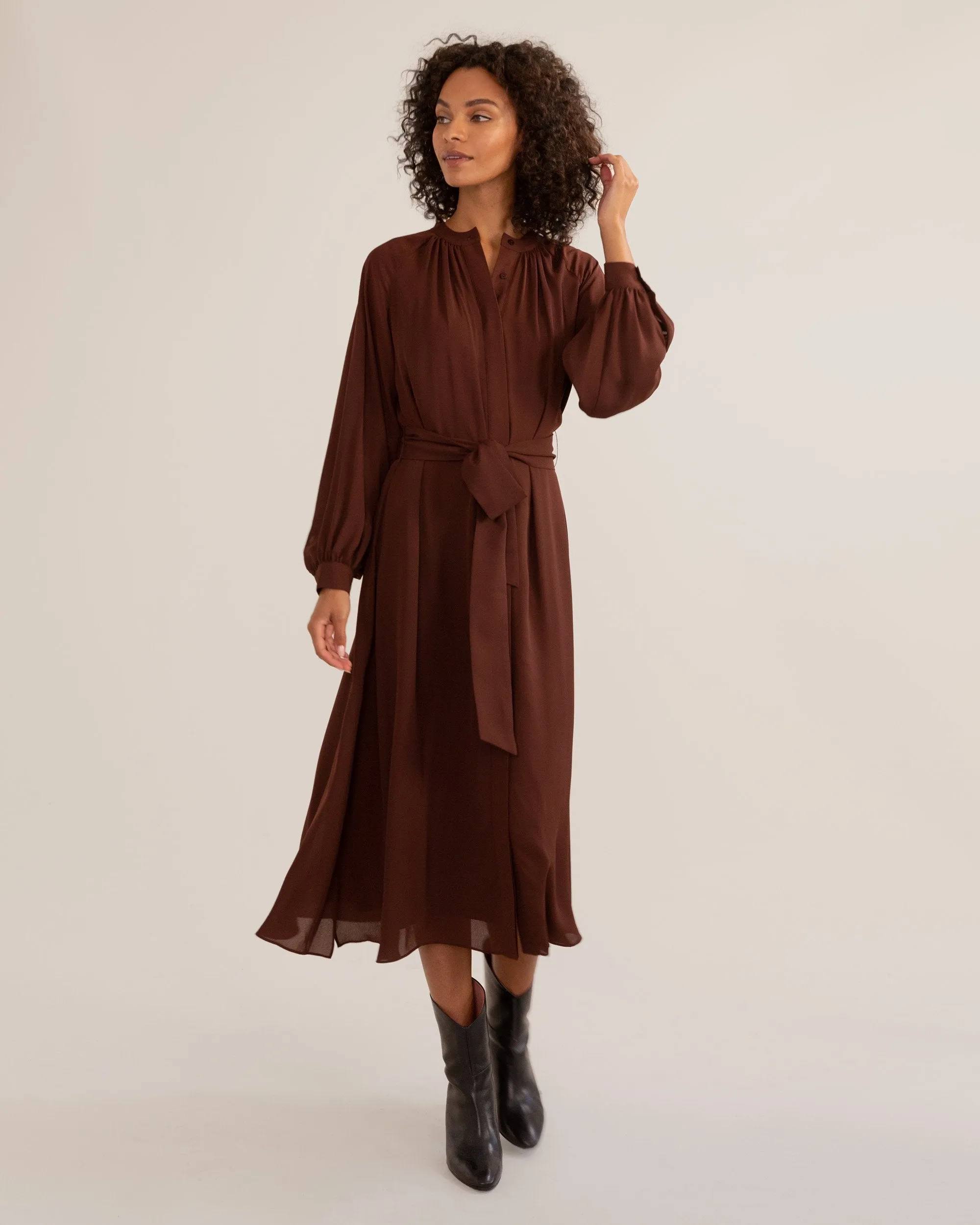 Remy Tie-Front Billow Sleeve Dress