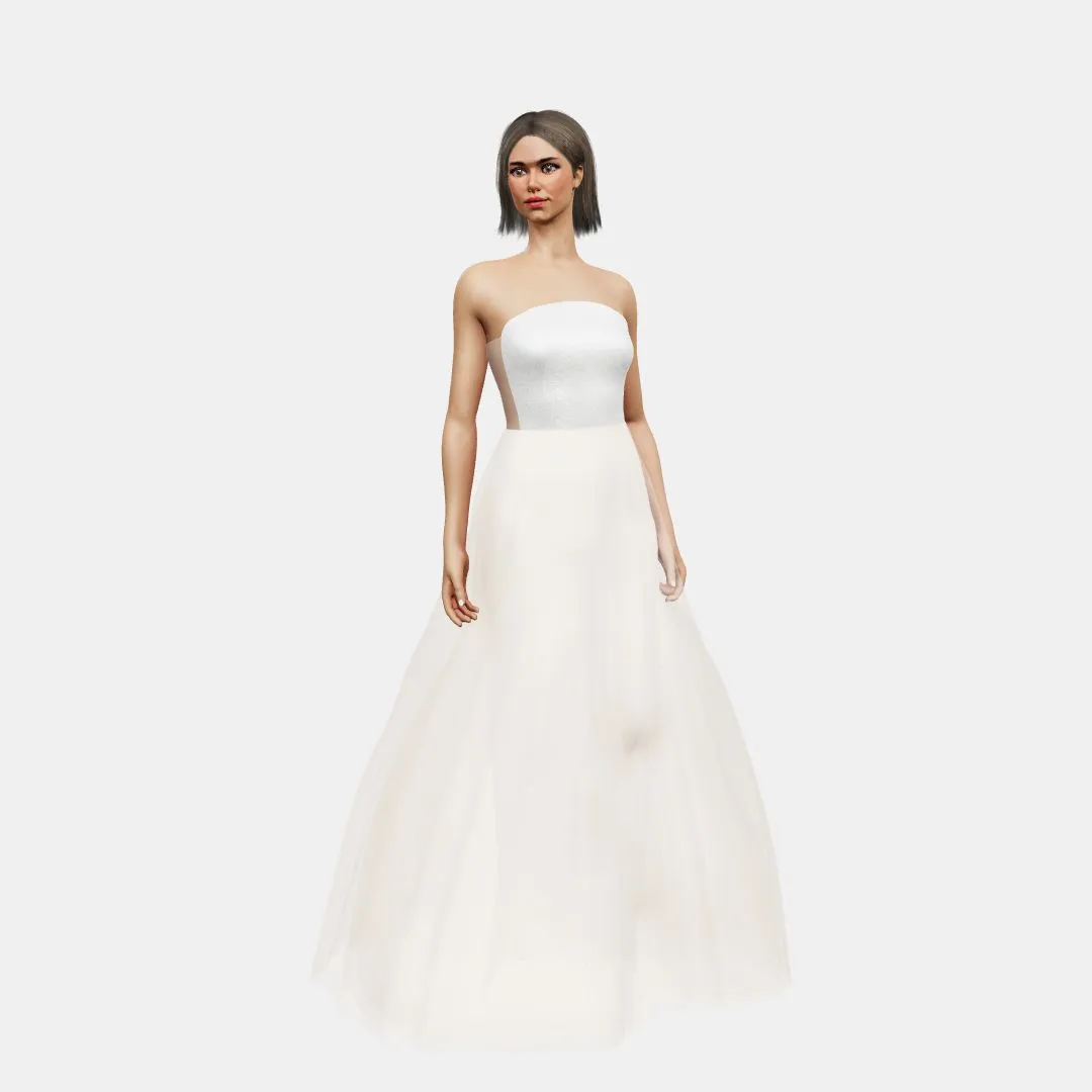 Rounded bustier   A-line tulle