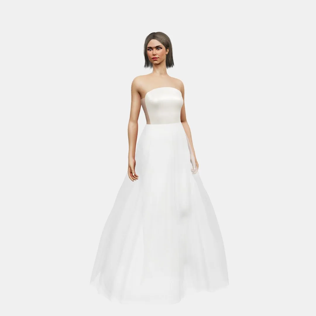 Rounded bustier   A-line tulle