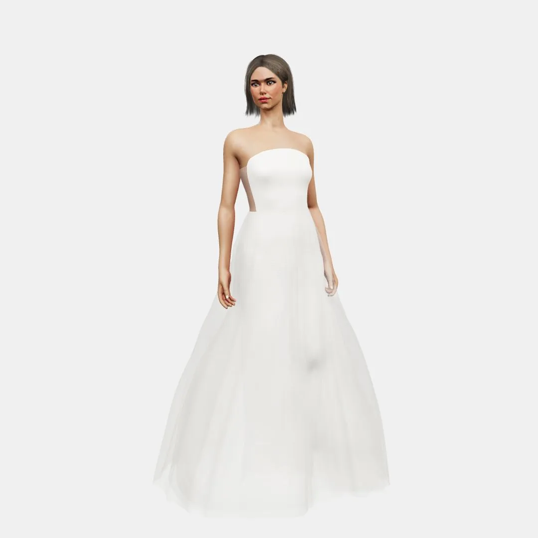 Rounded bustier   A-line tulle