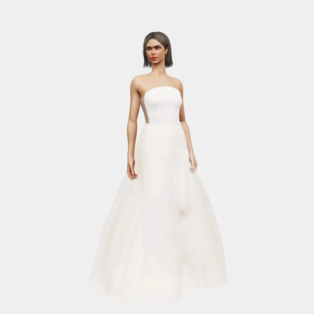 Rounded bustier   A-line tulle