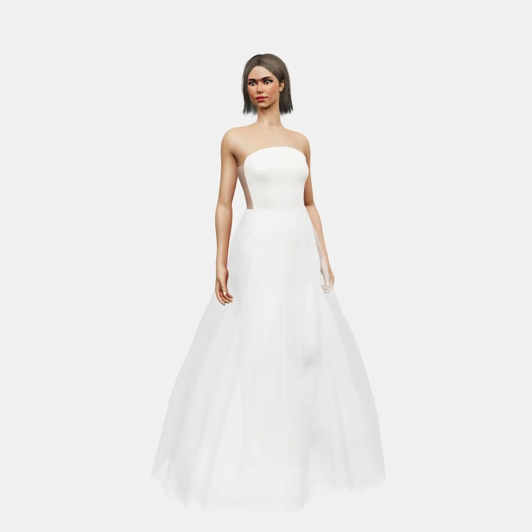 Rounded bustier   A-line tulle