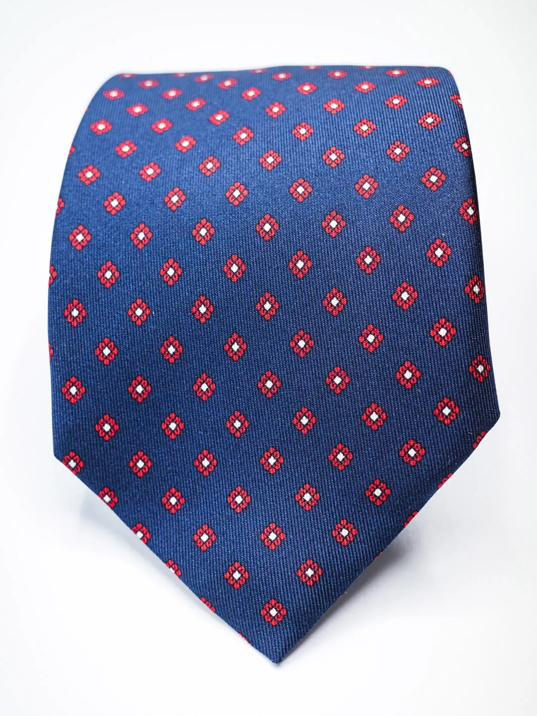 Silk Floral Print Tie - Dark Blue