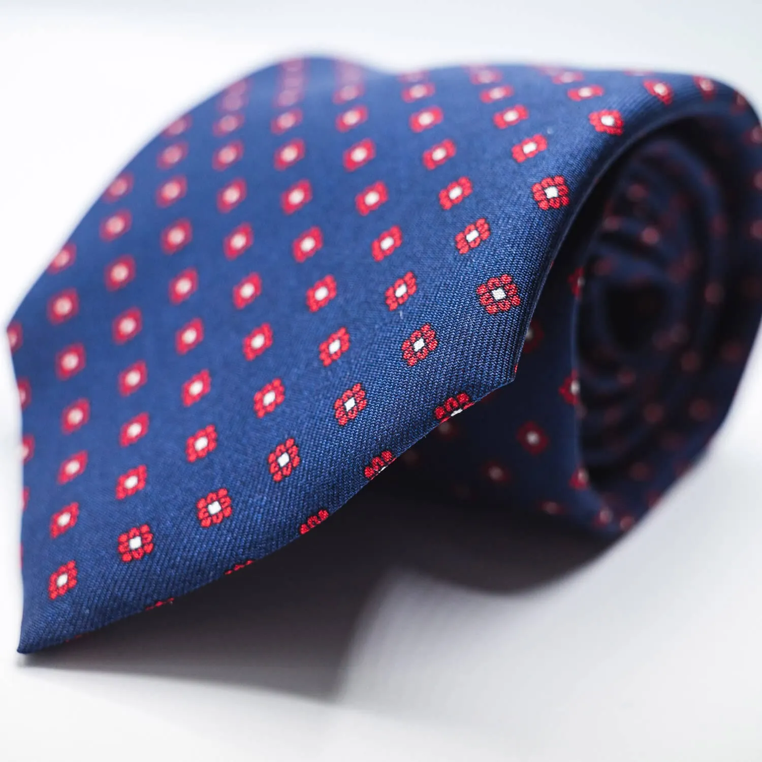 Silk Floral Print Tie - Dark Blue