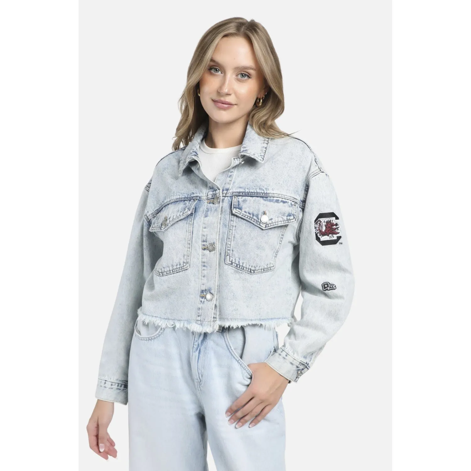 SOUTH CAROLINA GAMECOCKS LADIES DENIM JACKET WITH SCRIPT BACK