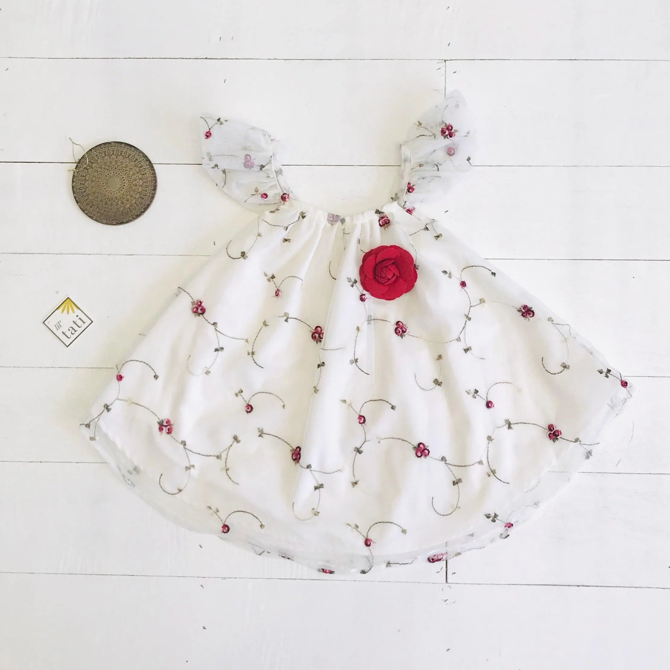Sunflower Dress in Rose Vine Tulle