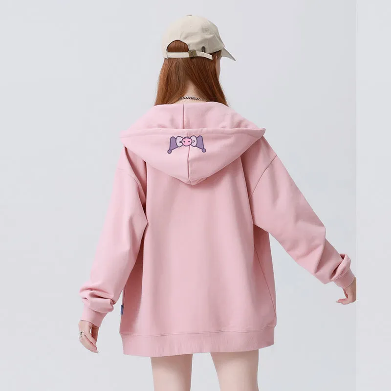 Sweet Japanese Sanrio Kuromi Printed Hooded Coat