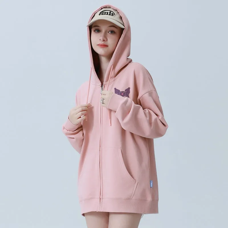 Sweet Japanese Sanrio Kuromi Printed Hooded Coat