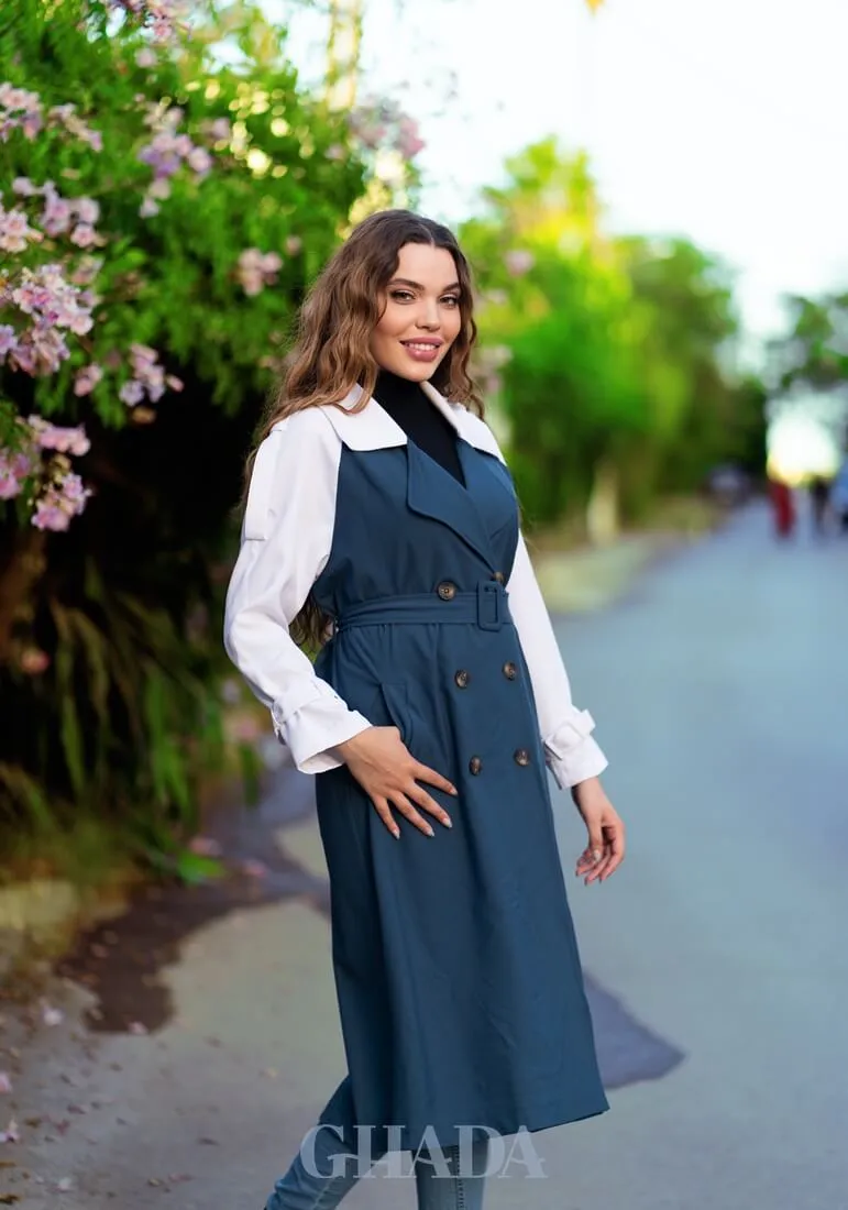 Trench coat en bleu pétrole