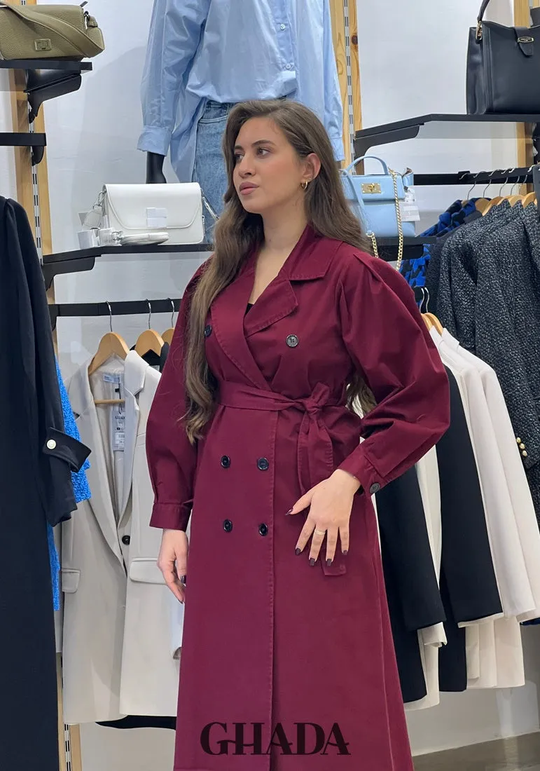 Trench coat oversize en burgundy