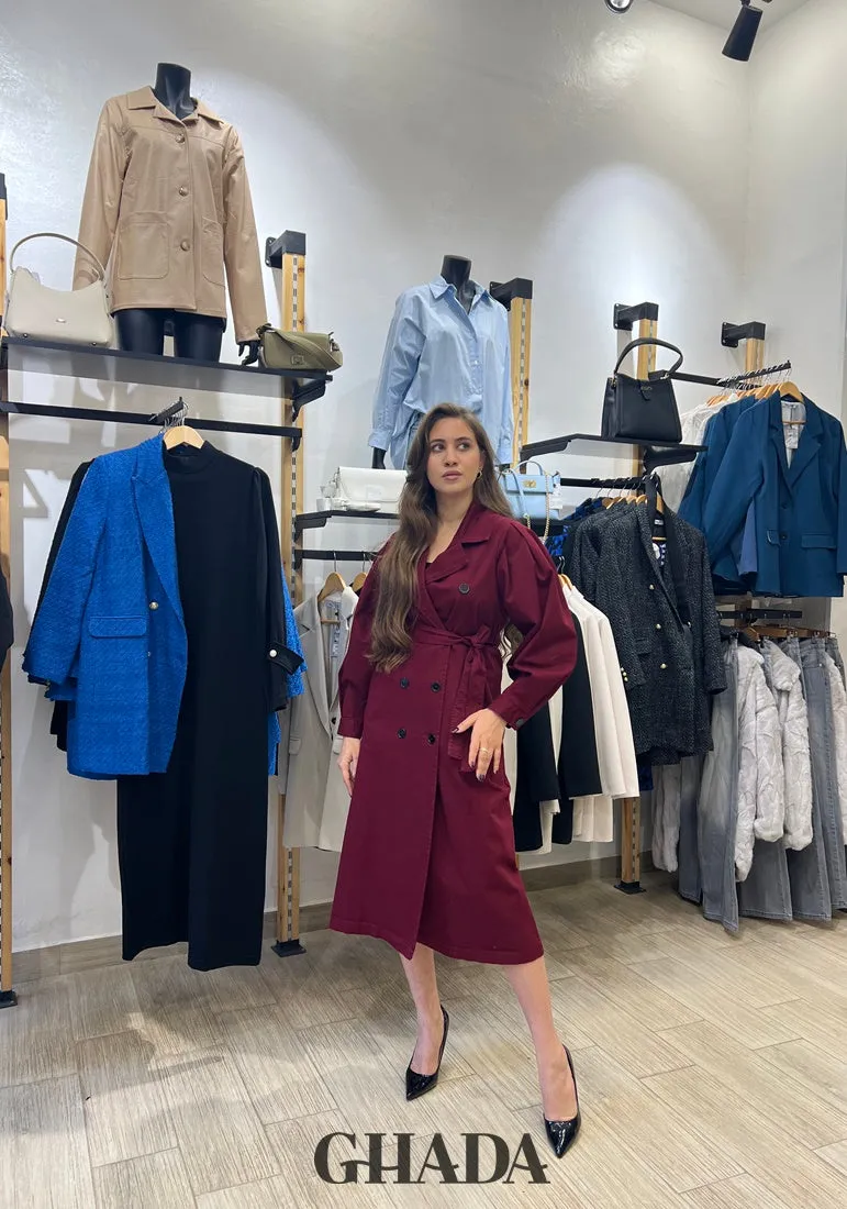 Trench coat oversize en burgundy